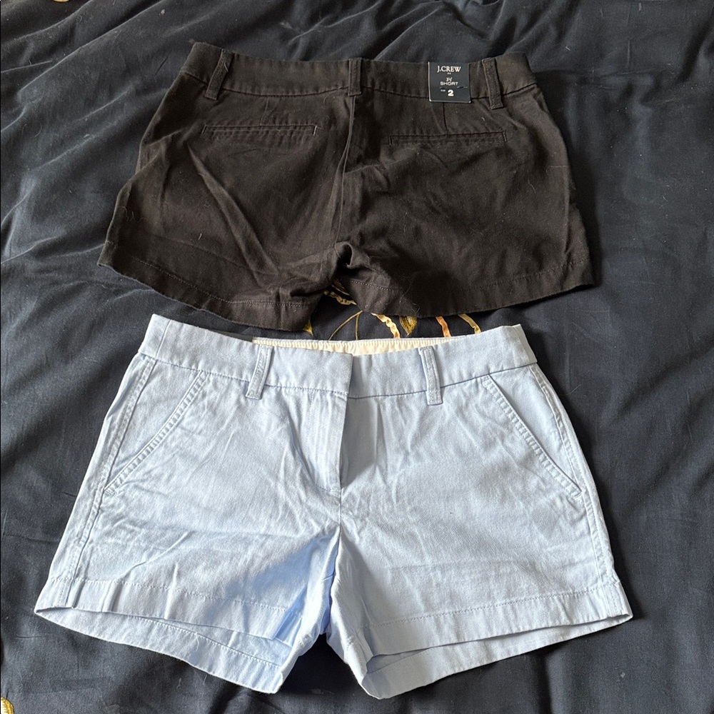 New! J. Crew Women’s Two-Pair Shorts Set - Black and Light Blue